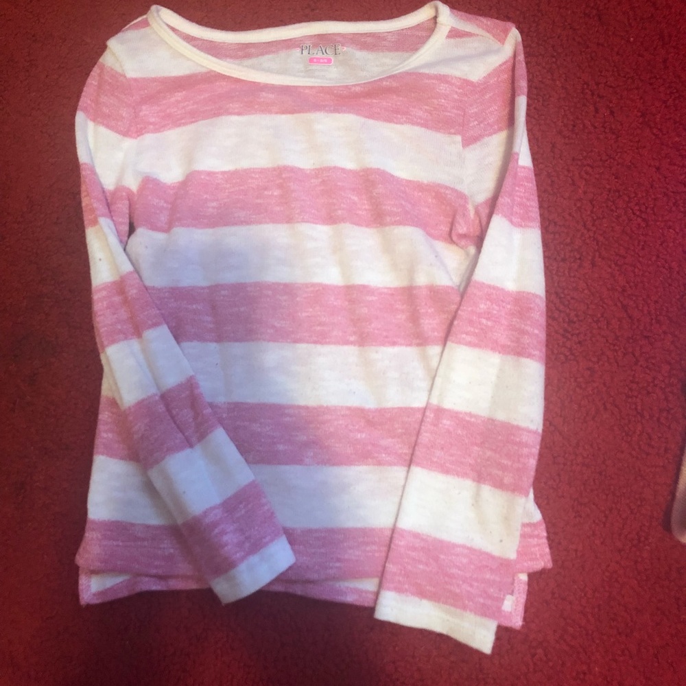 Pink and white striped sweater